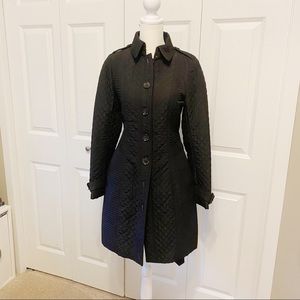 Burberry Black Quilted Jacket / Trench Coat - Like New, size 2